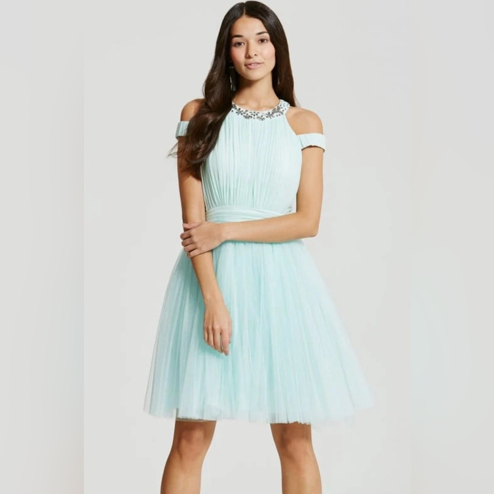 Green Sleeveless Halter Prom Dress - Picture 7 of 7